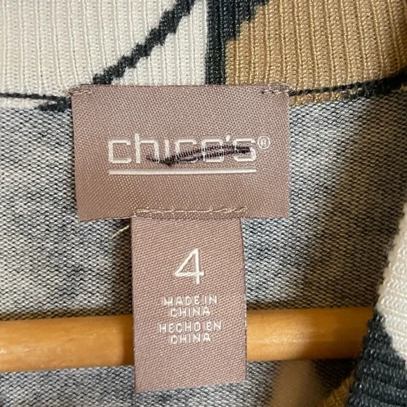 Chico's Retro Floral Mock-Neck Pullover Sweater Size 4 US XXL Basic Minimalist - Picture 7 of 9